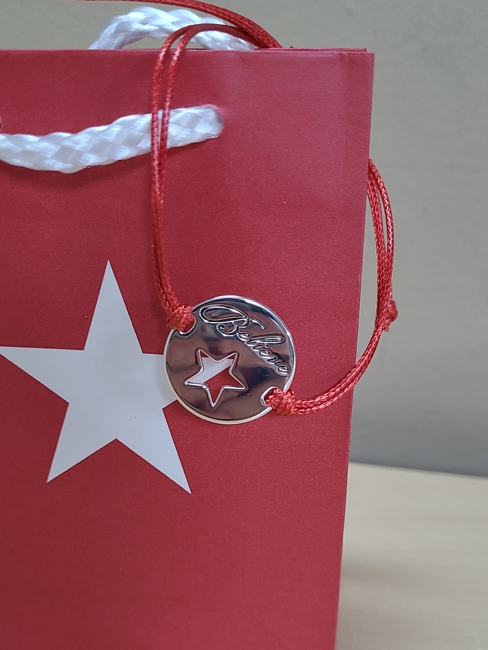 Macy's Make-A-Wish Believe Slider Bracelet Silver-tone Charm Red Wax Cord NWT
